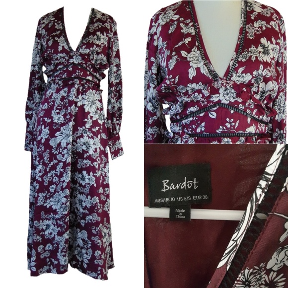 bardot jolie print midi dress